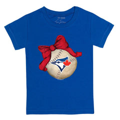 Toronto Blue Jays Tiny Turnip Youth Baseball Bow T-Shirt - Royal T-shirts