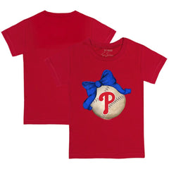 Philadelphia Phillies Tiny Turnip Youth Baseball Bow T-Shirt - Red T-shirts