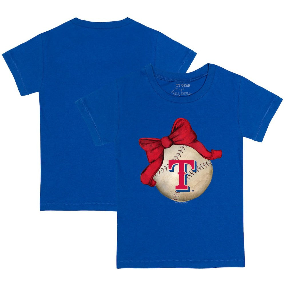 Texas Rangers Tiny Turnip Youth Baseball Bow T-Shirt - Royal T-shirts