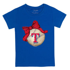 Texas Rangers Tiny Turnip Youth Baseball Bow T-Shirt - Royal T-shirts