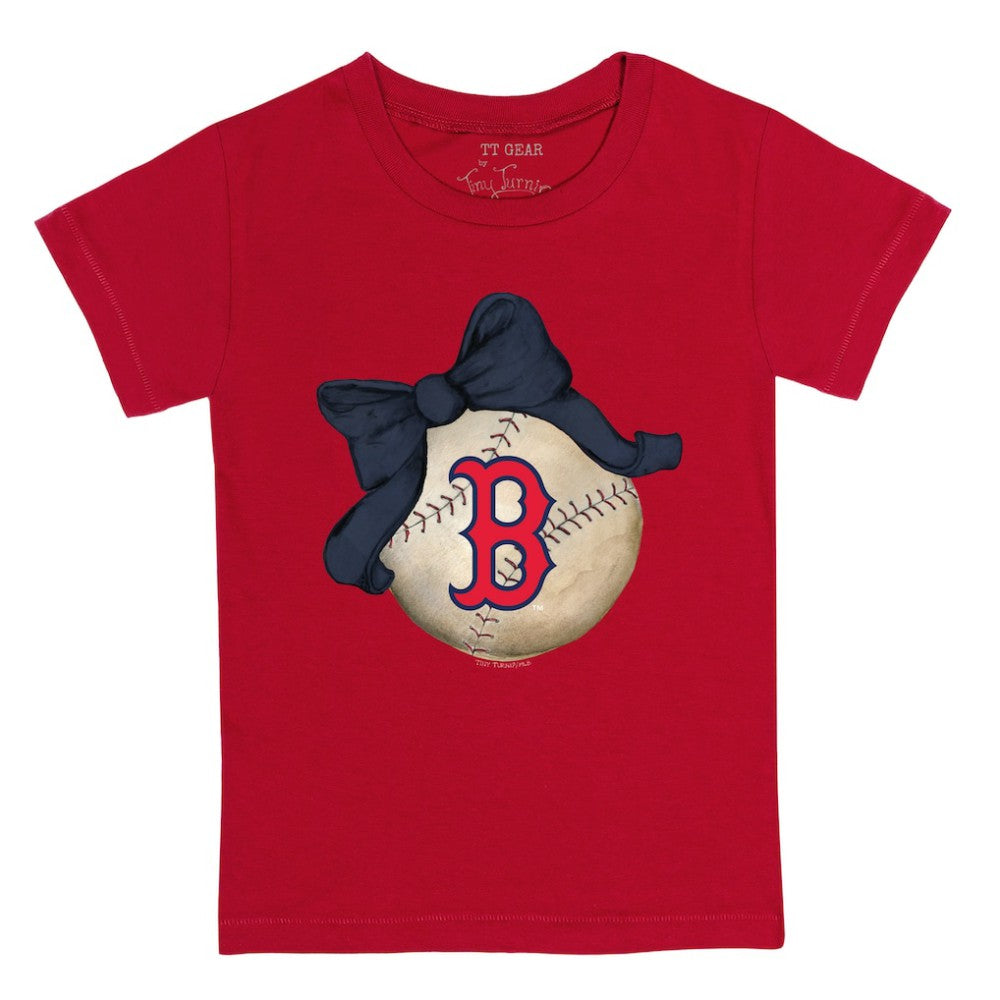 Boston Red Sox Tiny Turnip Youth Baseball Bow T-Shirt - Red T-shirts