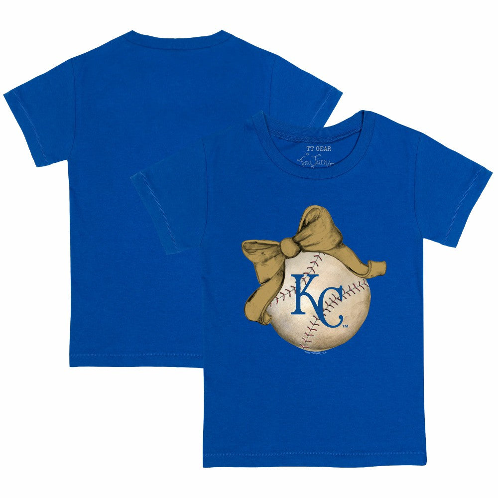 Kansas City Royals Tiny Turnip Youth Baseball Bow T-Shirt - Royal T-shirts