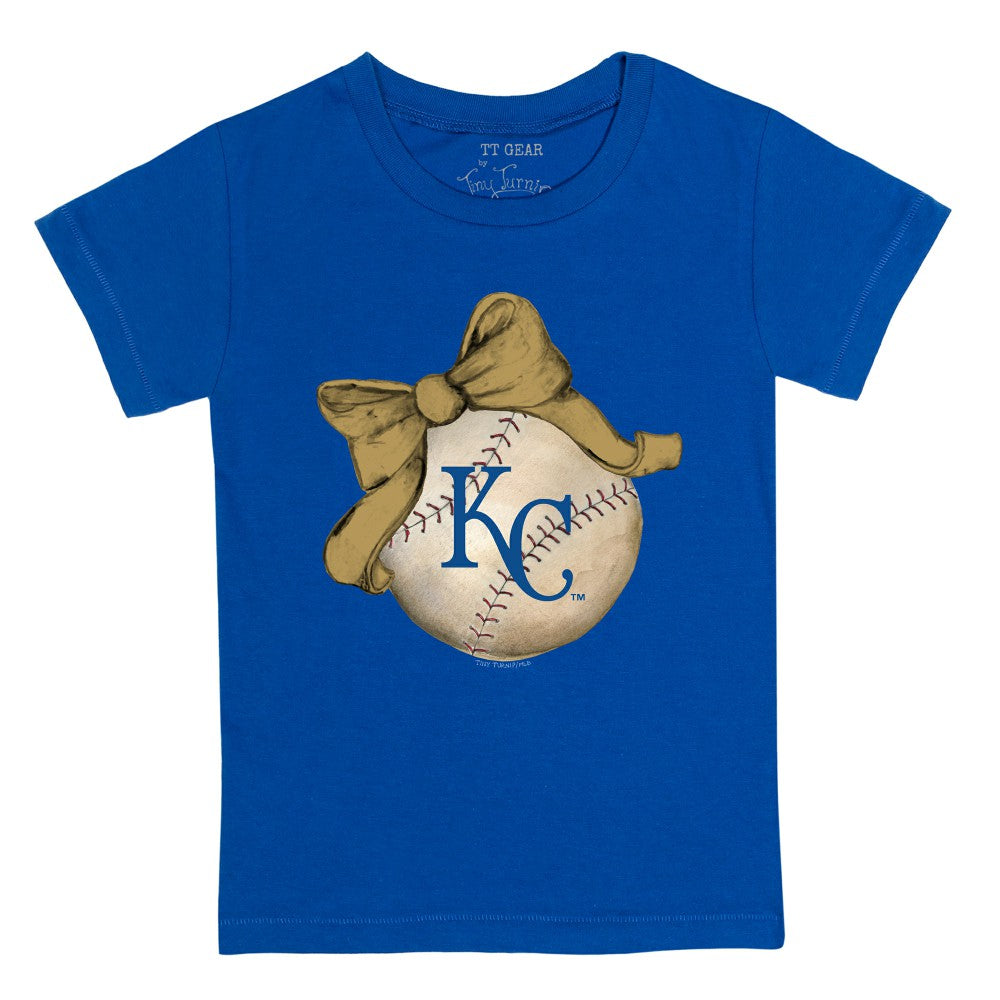 Kansas City Royals Tiny Turnip Youth Baseball Bow T-Shirt - Royal T-shirts