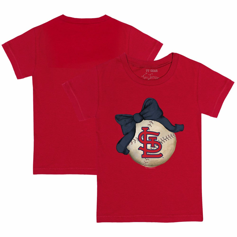 St. Louis Cardinals Tiny Turnip Youth Baseball Bow T-Shirt - Red T-shirts