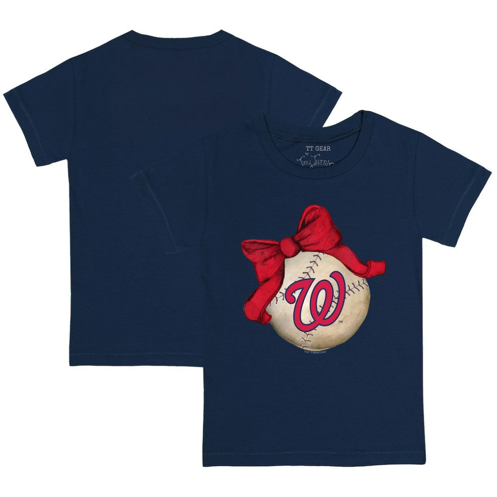 Washington Nationals Tiny Turnip Youth Baseball Bow T-Shirt - Navy T-shirts