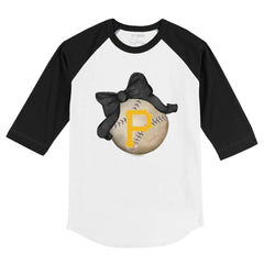 Pittsburgh Pirates Tiny Turnip Youth Baseball Bow 3/4-Sleeve Raglan T-Shirt - White/Black T-shirts