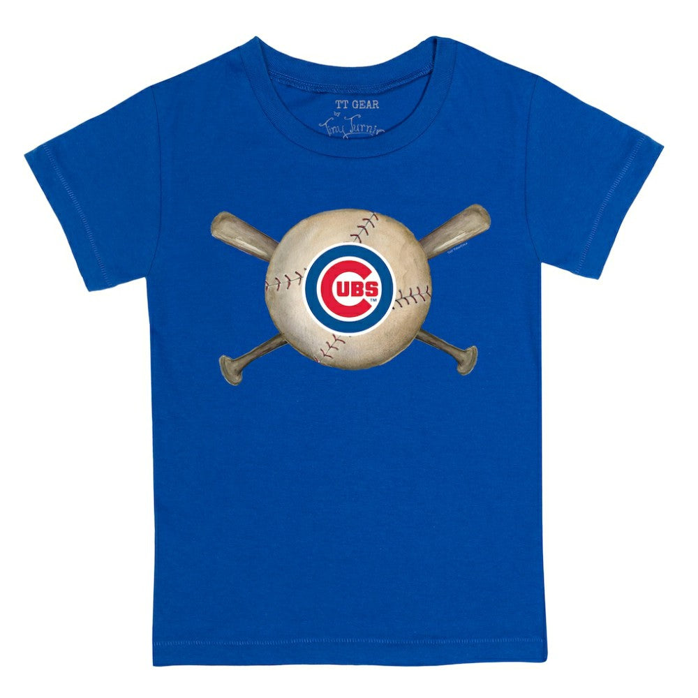 Chicago Cubs Tiny Turnip Youth Baseball Cross Bats T-Shirt - Royal T-shirts