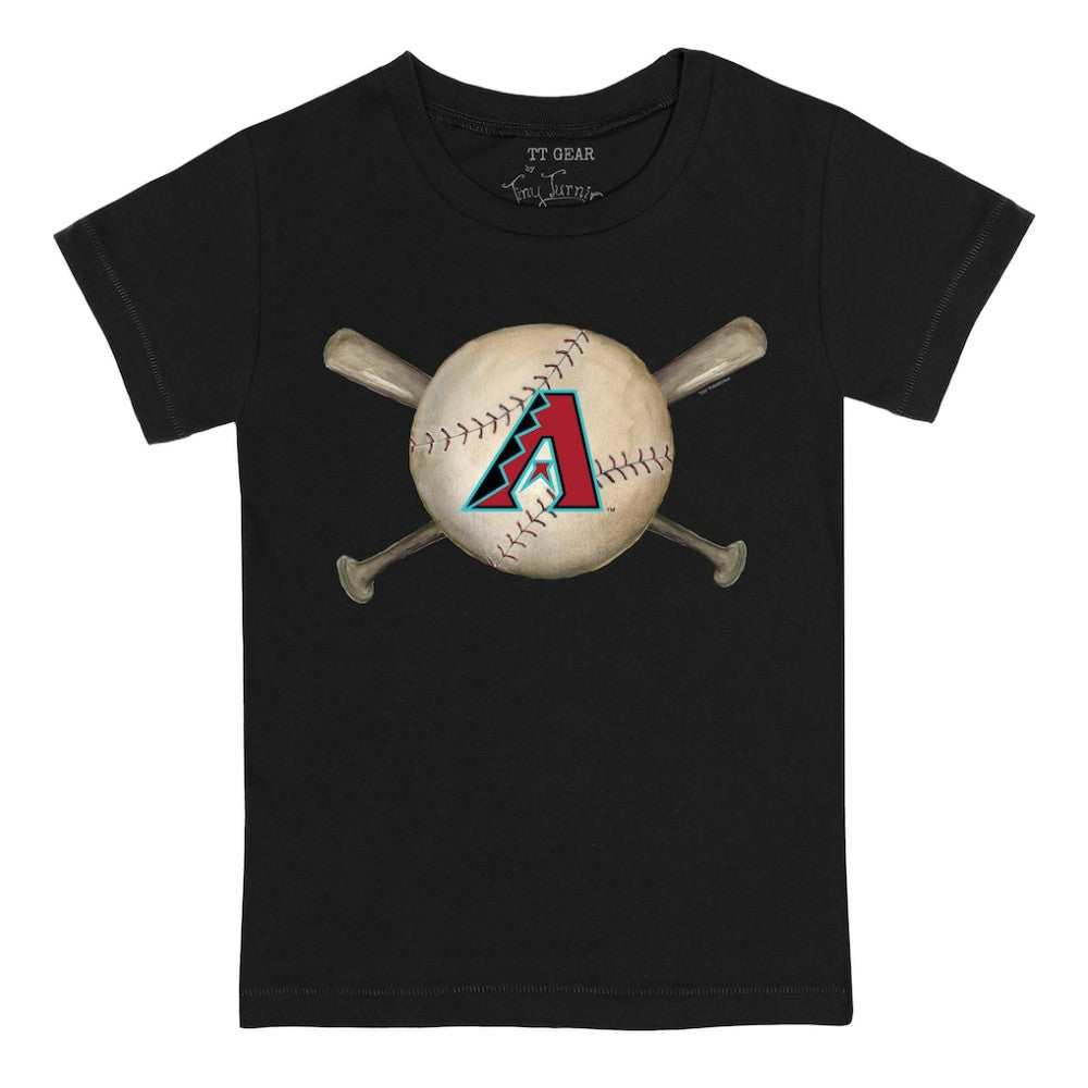 Arizona Diamondbacks Tiny Turnip Youth Baseball Cross Bats T-Shirt - Black T-shirts