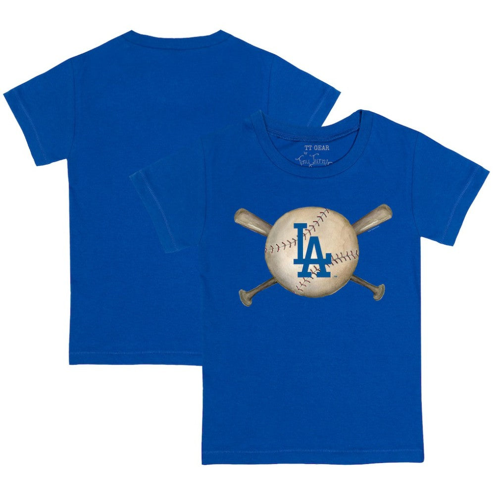 Los Angeles Dodgers Tiny Turnip Youth Baseball Cross Bats T-Shirt - Royal T-shirts