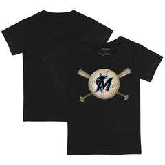 Miami Marlins Tiny Turnip Youth Baseball Cross Bats T-Shirt - Black T-shirts