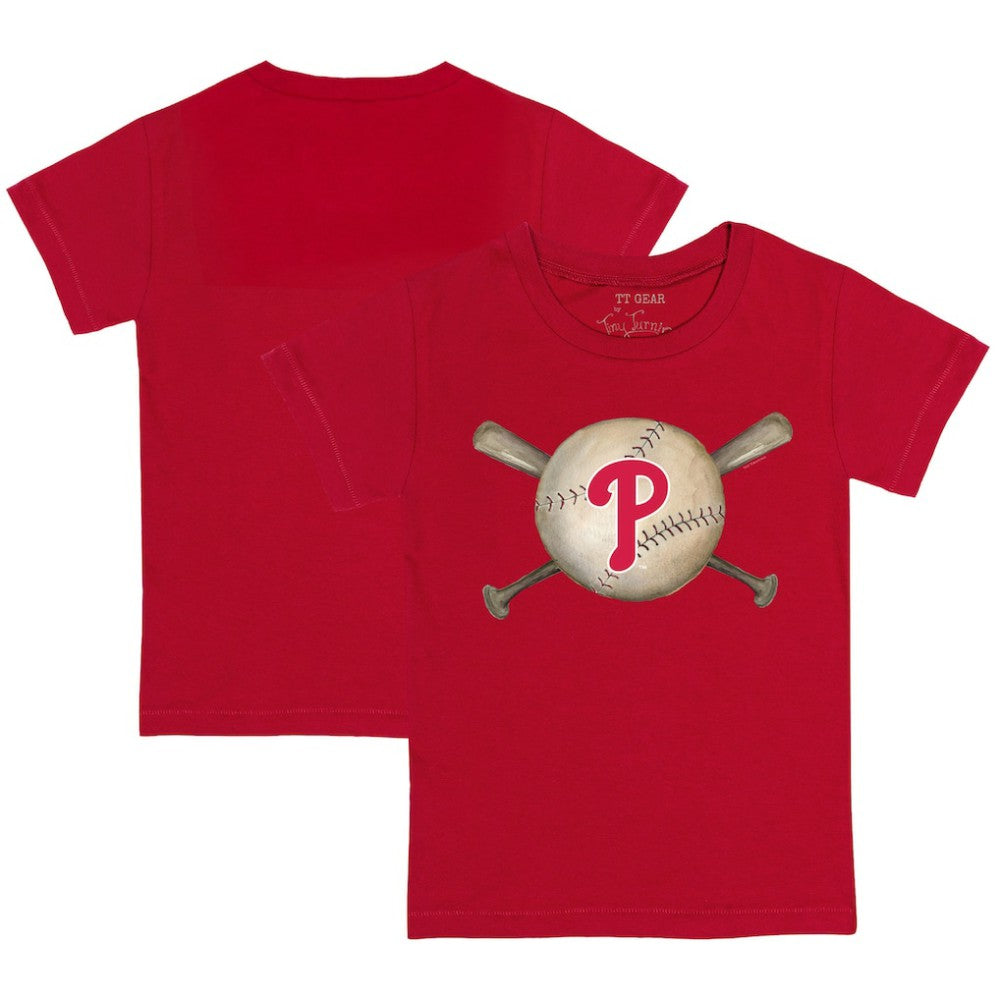 Philadelphia Phillies Tiny Turnip Youth Baseball Cross Bats T-Shirt - Red T-shirts