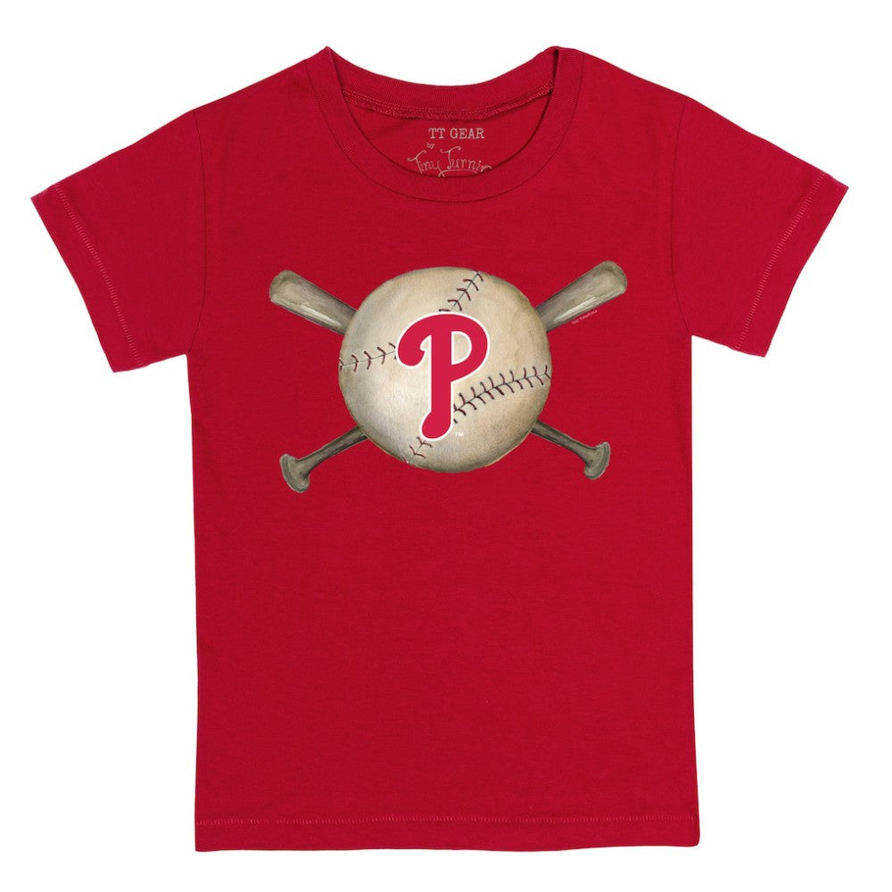 Philadelphia Phillies Tiny Turnip Youth Baseball Cross Bats T-Shirt - Red T-shirts