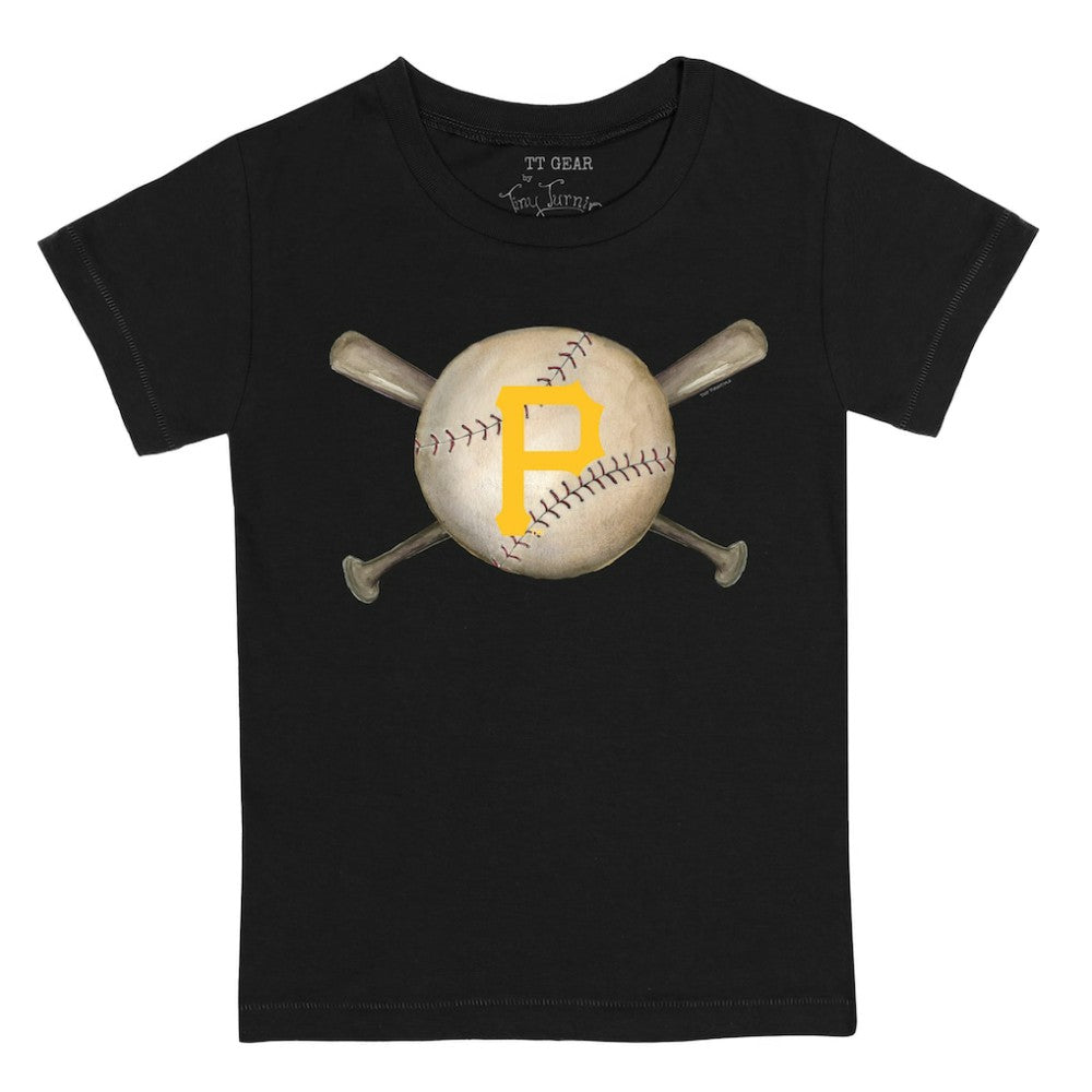 Pittsburgh Pirates Tiny Turnip Youth Baseball Cross Bats T-Shirt - Black T-shirts