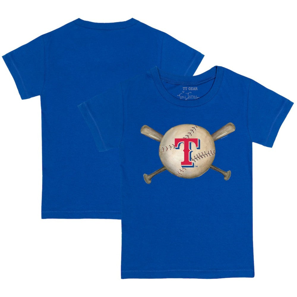 Texas Rangers Tiny Turnip Youth Baseball Cross Bats T-Shirt - Royal T-shirts
