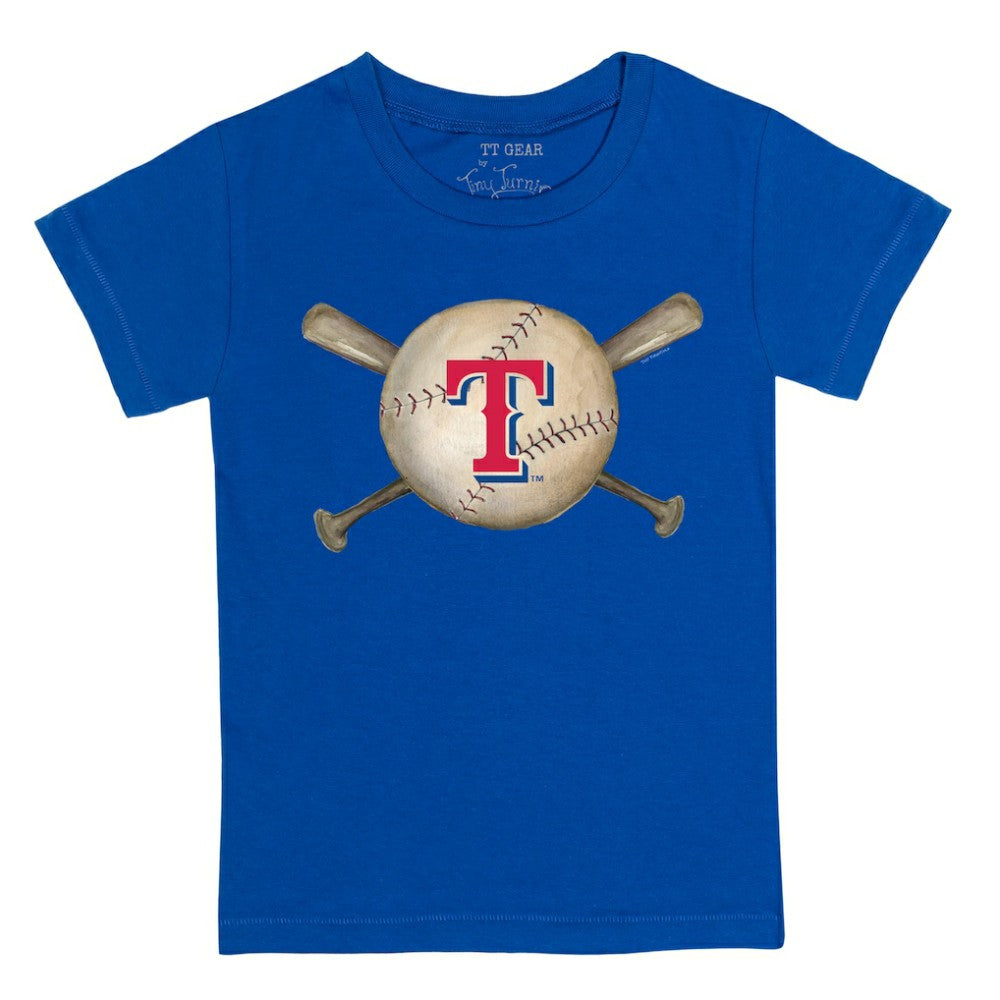 Texas Rangers Tiny Turnip Youth Baseball Cross Bats T-Shirt - Royal T-shirts