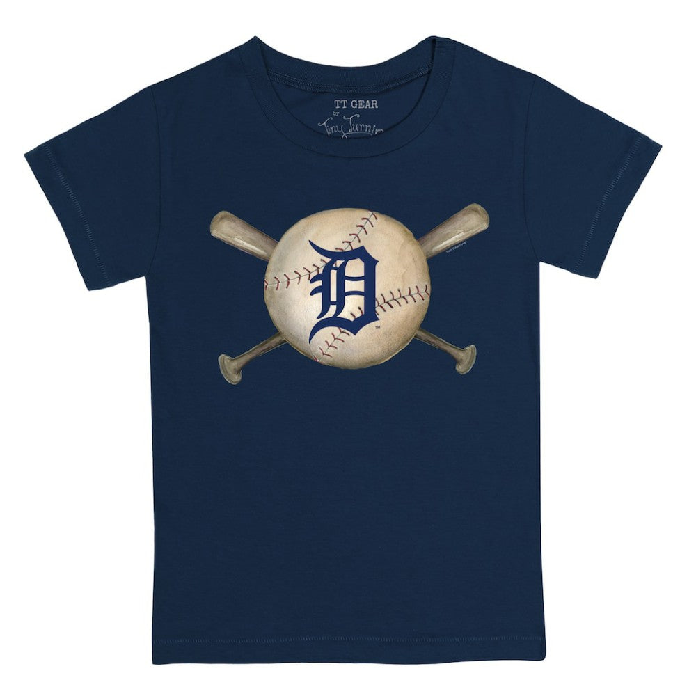 Detroit Tigers Tiny Turnip Youth Baseball Cross Bats T-Shirt - Navy T-shirts
