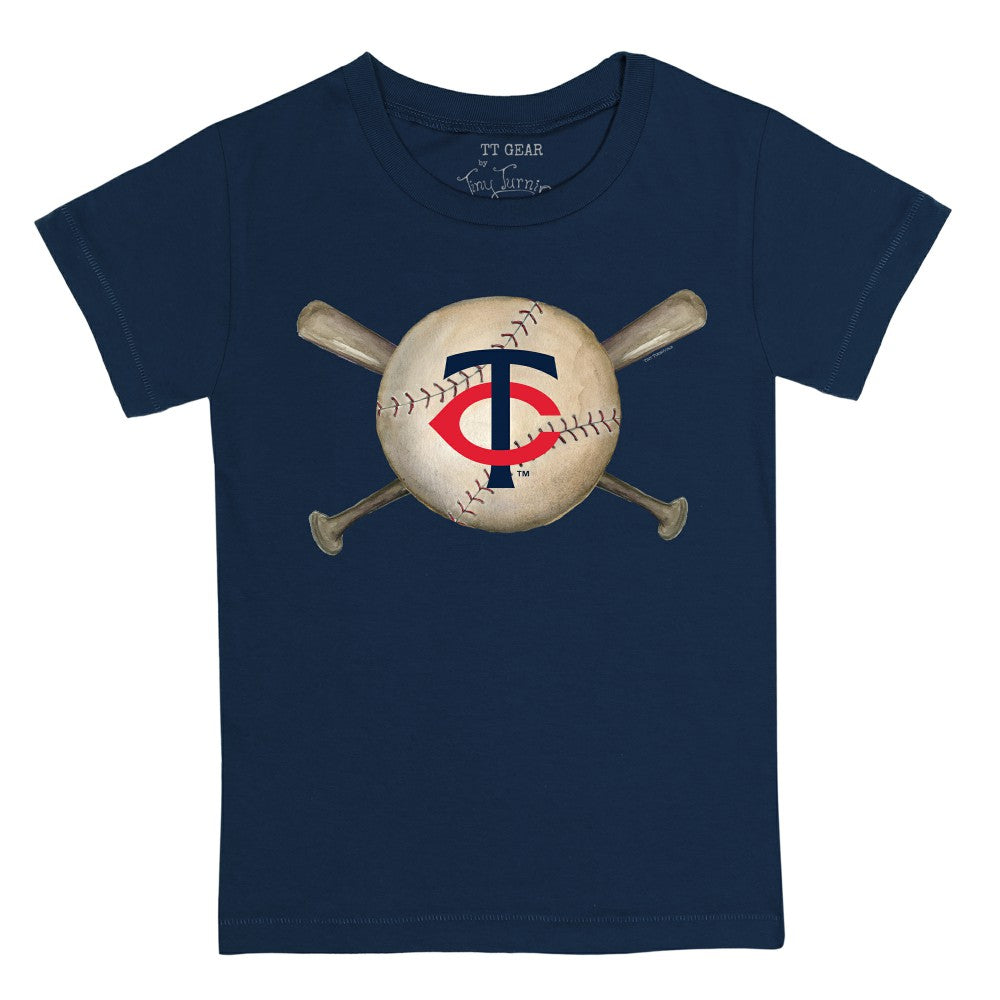 Minnesota Twins Tiny Turnip Youth Baseball Cross Bats T-Shirt - Navy T-shirts