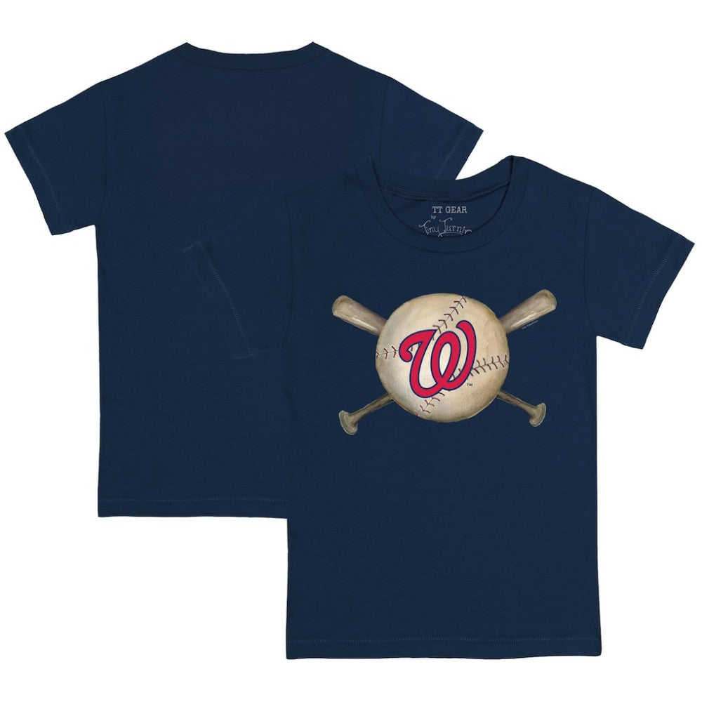 Washington Nationals Tiny Turnip Youth Baseball Cross Bats T-Shirt - Navy T-shirts