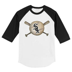 Chicago White Sox Tiny Turnip Youth Baseball Cross Bats 3/4-Sleeve Raglan T-Shirt - White/Black T-shirts