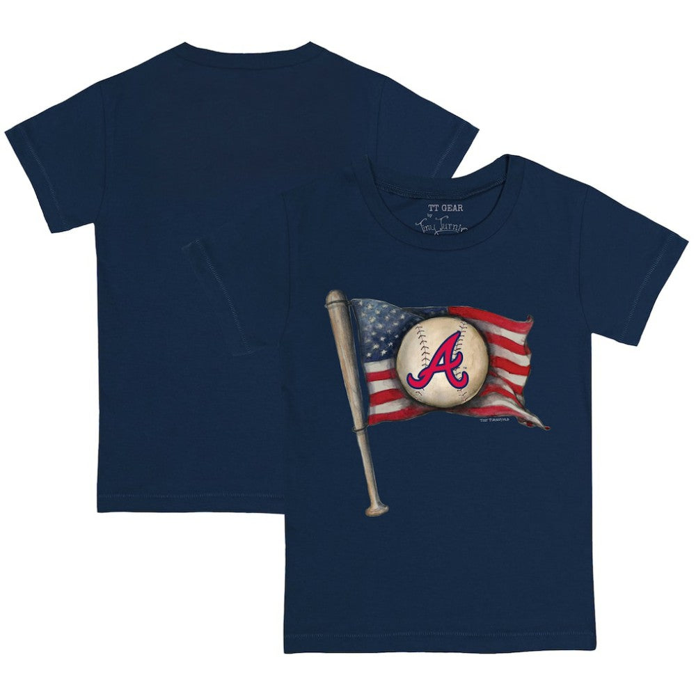 Atlanta Braves Tiny Turnip Youth Baseball Flag T-Shirt - Navy T-shirts