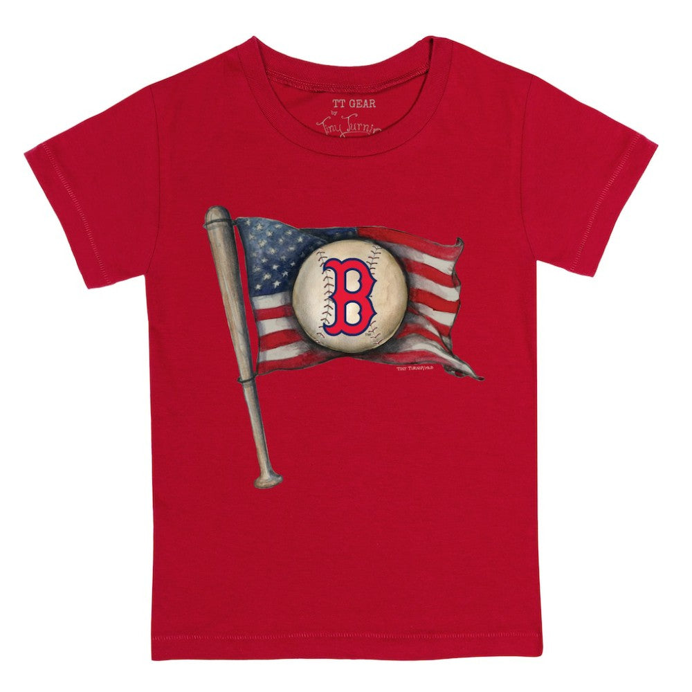 Boston Red Sox Tiny Turnip Youth Baseball Flag T-Shirt - Red T-shirts
