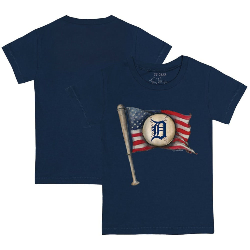 Detroit Tigers Tiny Turnip Youth Baseball Flag T-Shirt - Navy T-shirts