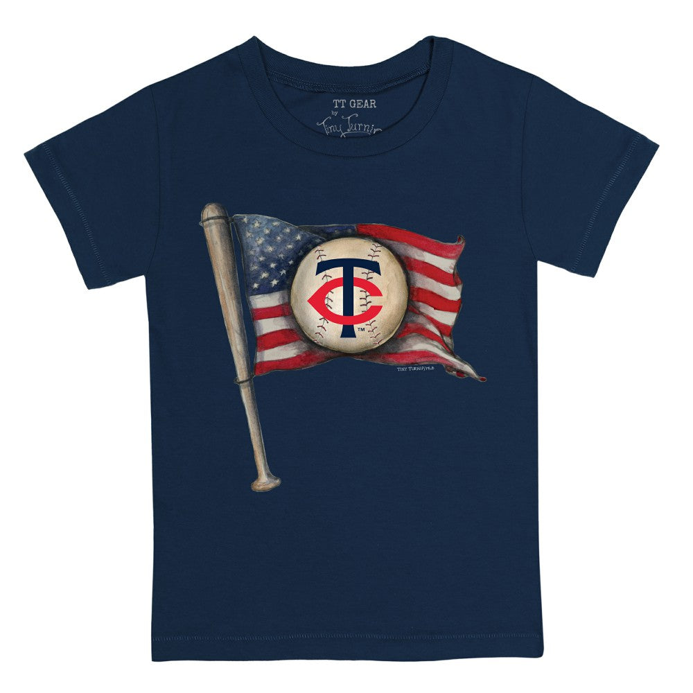 Minnesota Twins Tiny Turnip Youth Baseball Flag T-Shirt - Navy T-shirts