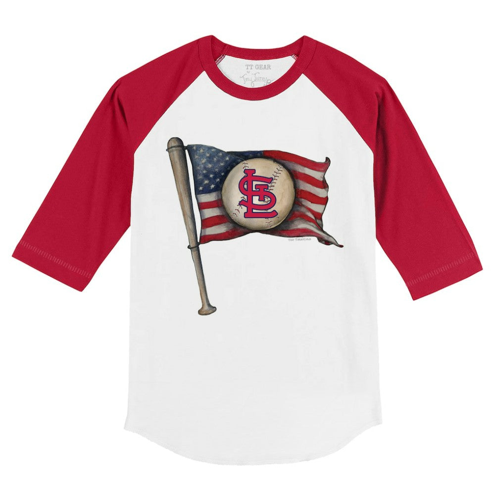 St. Louis Cardinals Tiny Turnip Youth Baseball Flag 3/4-Sleeve Raglan T-Shirt - White/Red T-shirts