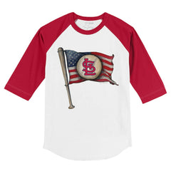 St. Louis Cardinals Tiny Turnip Youth Baseball Flag 3/4-Sleeve Raglan T-Shirt - White/Red T-shirts