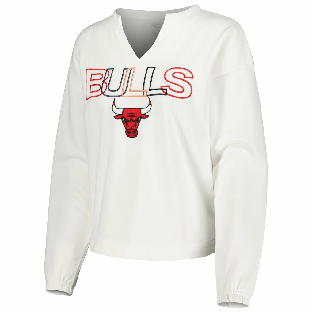 Chicago Bulls Concepts Sport Women's Sunray Notch Neck Long Sleeve Top White