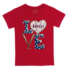 Los Angeles Angels Tiny Turnip Youth Baseball Love T-Shirt - Red T-shirts
