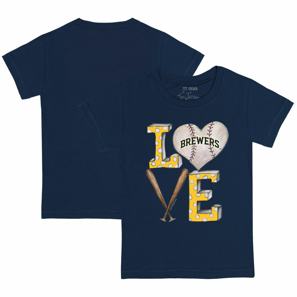 Milwaukee Brewers Tiny Turnip Youth Baseball Love T-Shirt - Navy T-shirts