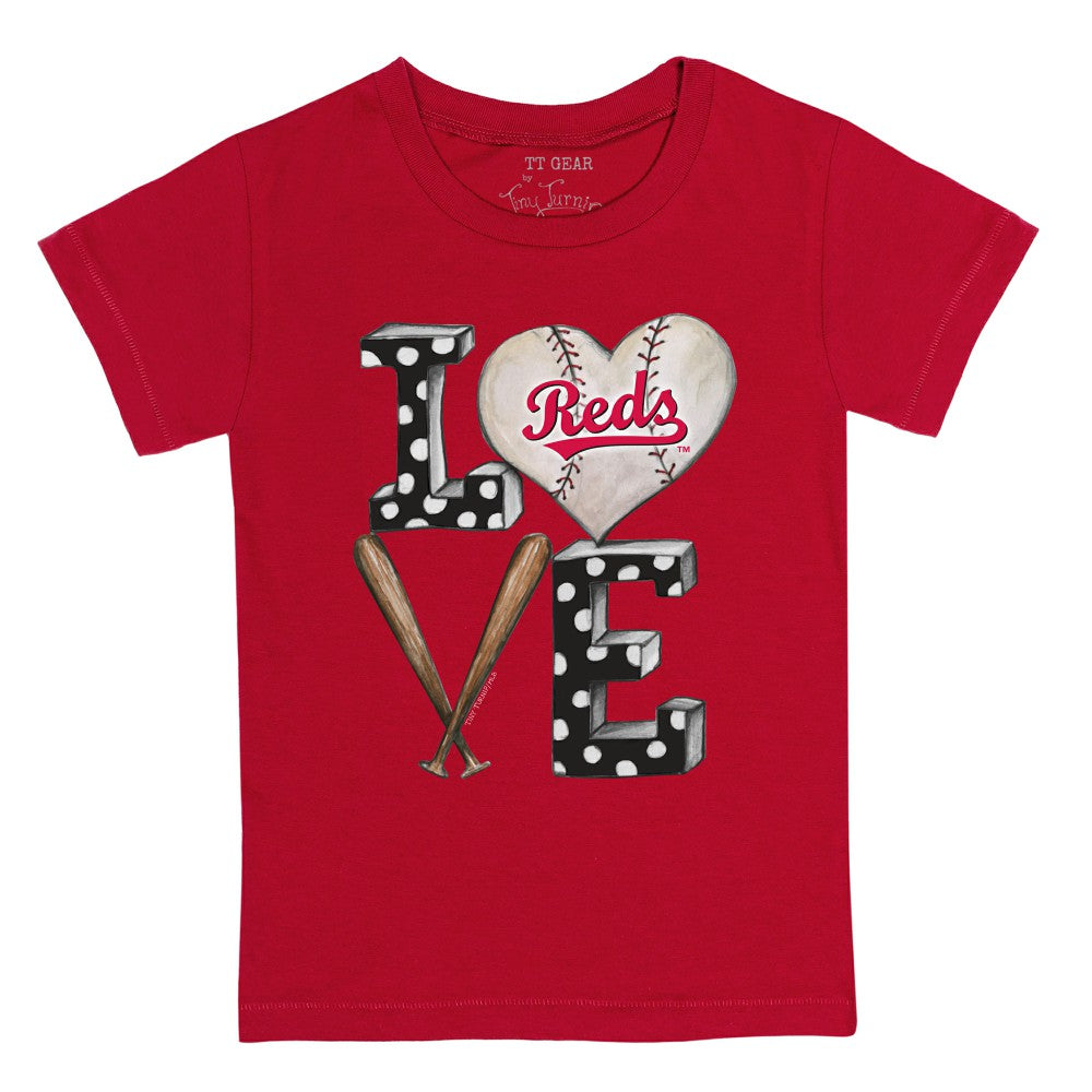 Cincinnati Reds Tiny Turnip Youth Baseball Love T-Shirt - Red T-shirts