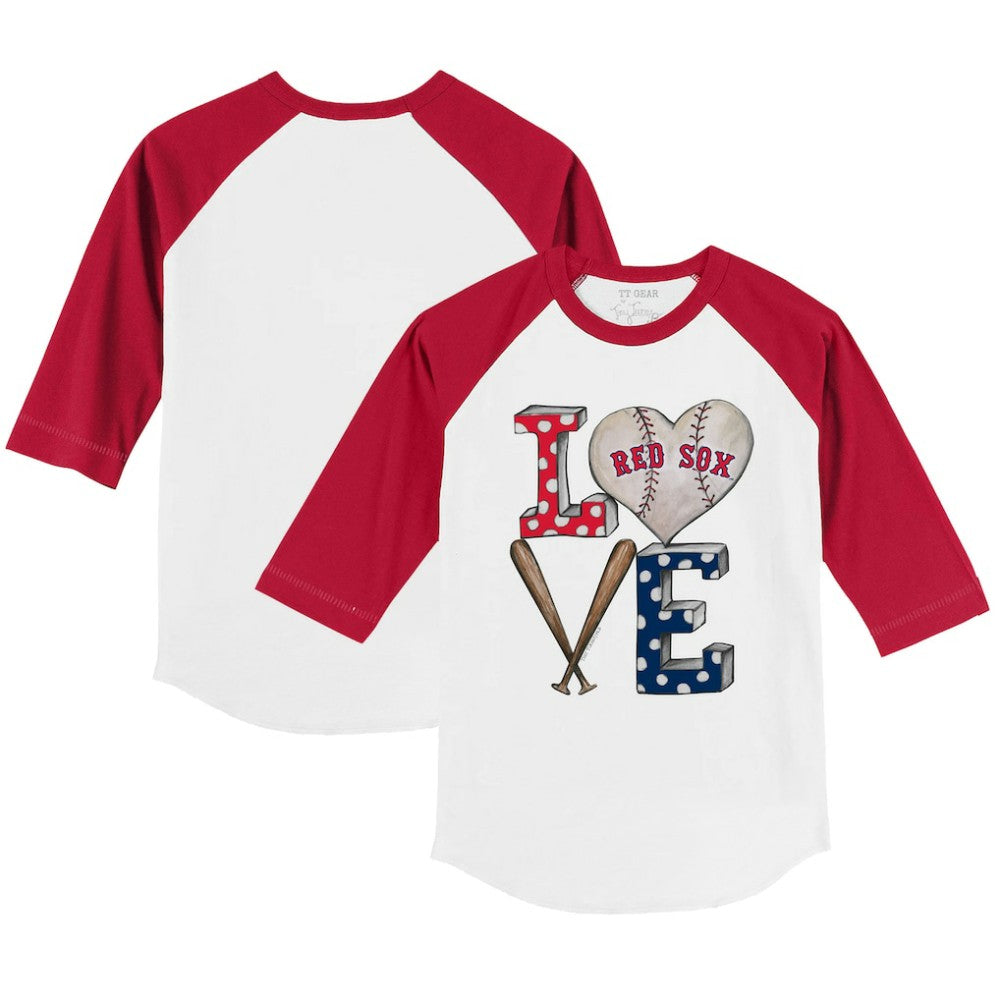 Boston Red Sox Tiny Turnip Youth Baseball Love 3/4-Sleeve Raglan T-Shirt - White/Red T-shirts