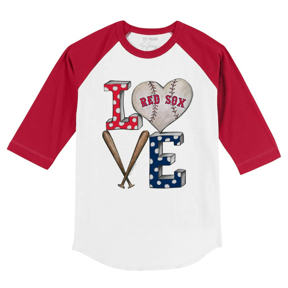 Boston Red Sox Tiny Turnip Youth Baseball Love 3/4-Sleeve Raglan T-Shirt - White/Red T-shirts