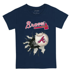 Atlanta Braves Tiny Turnip Youth Baseball Tear T-Shirt - Navy T-shirts