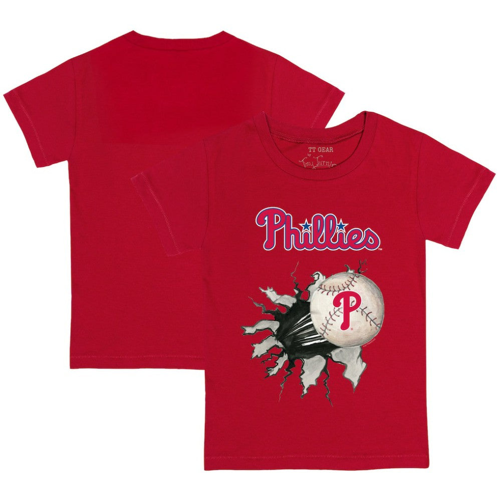 Philadelphia Phillies Tiny Turnip Youth Baseball Tear T-Shirt - Red T-shirts