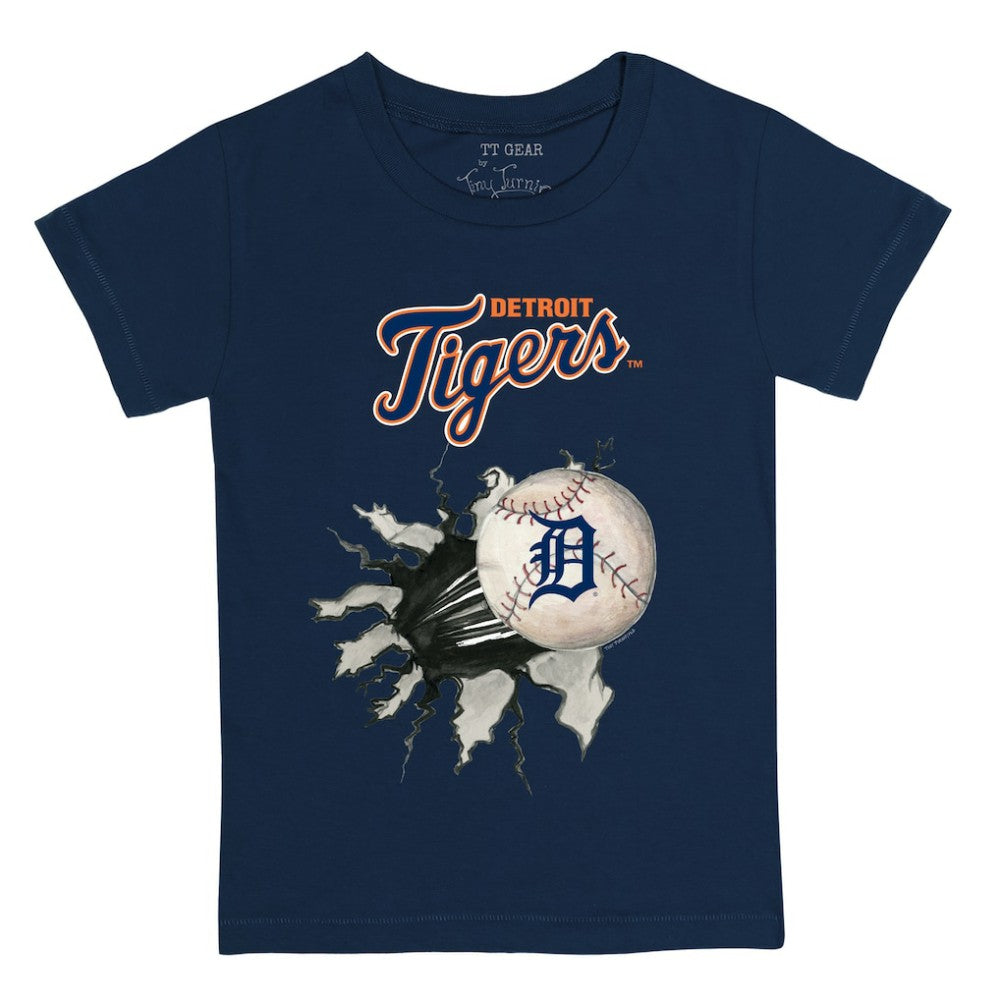 Detroit Tigers Tiny Turnip Youth Baseball Tear T-Shirt - Navy T-shirts