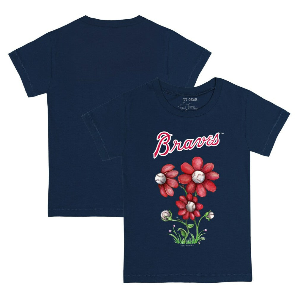 Atlanta Braves Tiny Turnip Youth Blooming Baseballs T-Shirt - Navy T-shirts