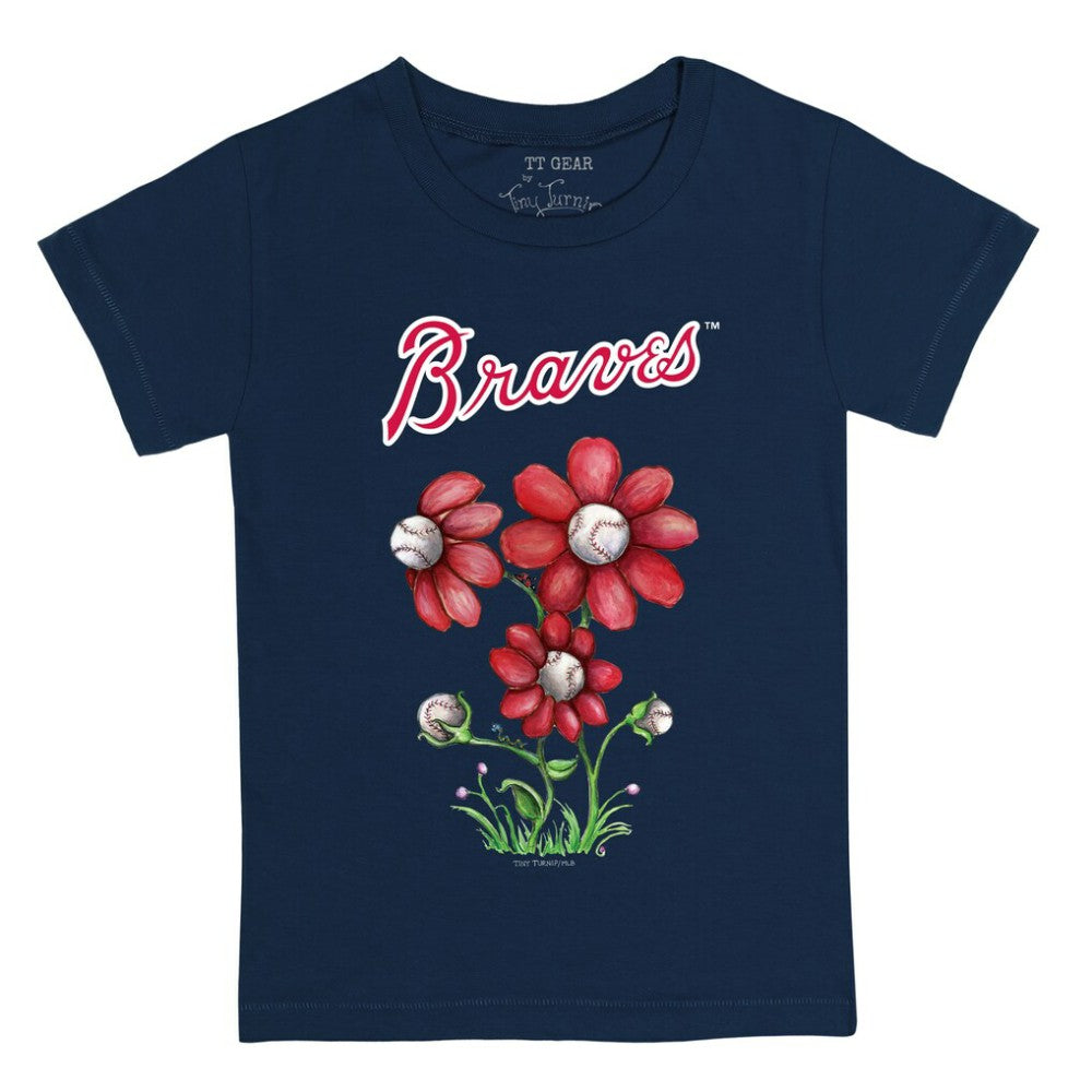 Atlanta Braves Tiny Turnip Youth Blooming Baseballs T-Shirt - Navy T-shirts