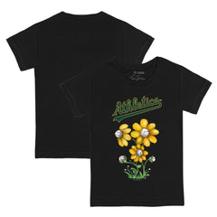 Athletics Tiny Turnip Youth Blooming Baseballs T-Shirt - Black T-shirts