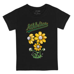 Athletics Tiny Turnip Youth Blooming Baseballs T-Shirt - Black T-shirts