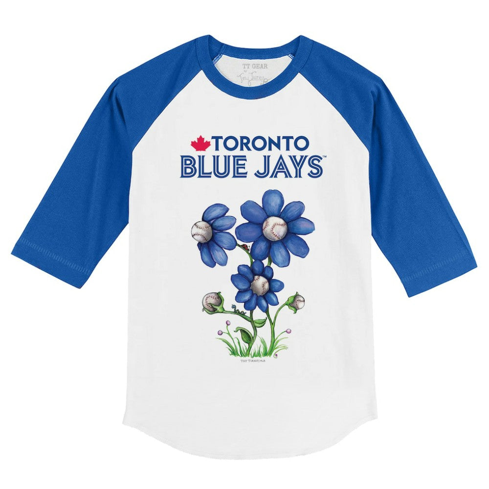 Toronto Blue Jays Tiny Turnip Youth Blooming Baseballs 3/4-Sleeve Raglan T-Shirt - White/Royal T-shirts