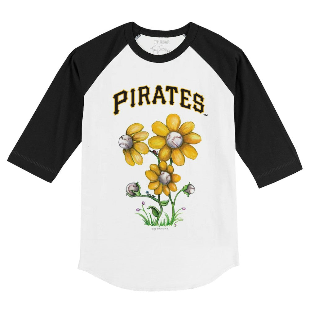 Pittsburgh Pirates Tiny Turnip Youth Blooming Baseballs 3/4-Sleeve Raglan T-Shirt - White/Black T-shirts