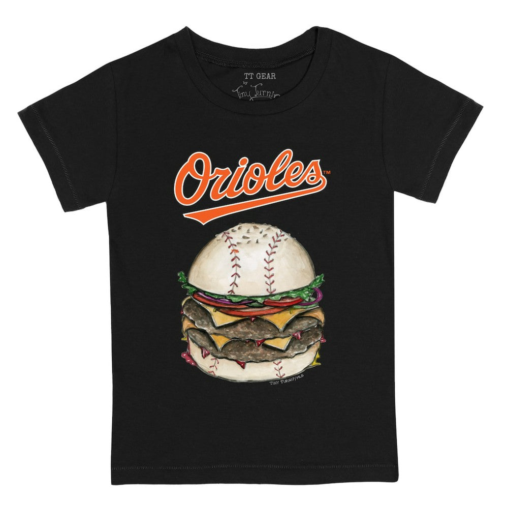 Baltimore Orioles Tiny Turnip Youth Burger T-Shirt - Black T-shirts