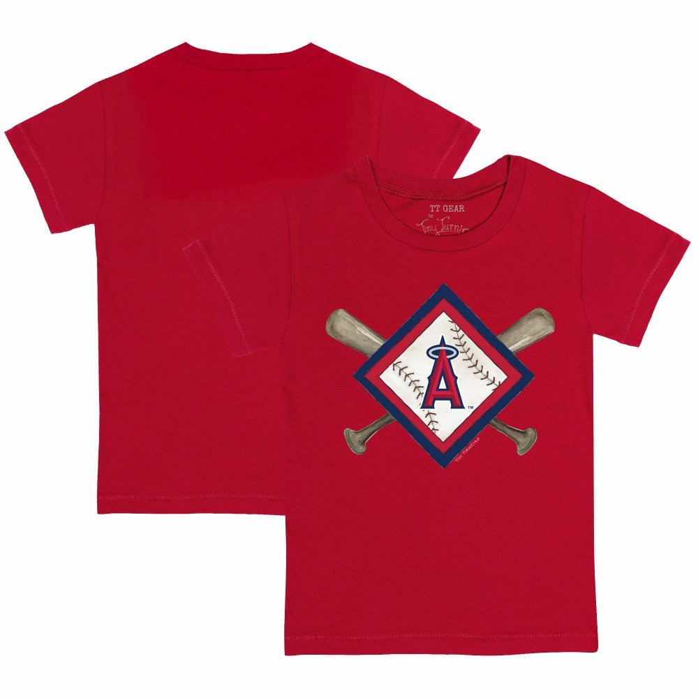 Los Angeles Angels Tiny Turnip Youth Diamond Cross Bats T-Shirt - Red T-shirts
