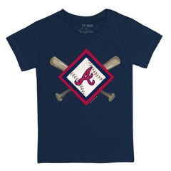 Atlanta Braves Tiny Turnip Youth Diamond Cross Bats T-Shirt - Navy T-shirts