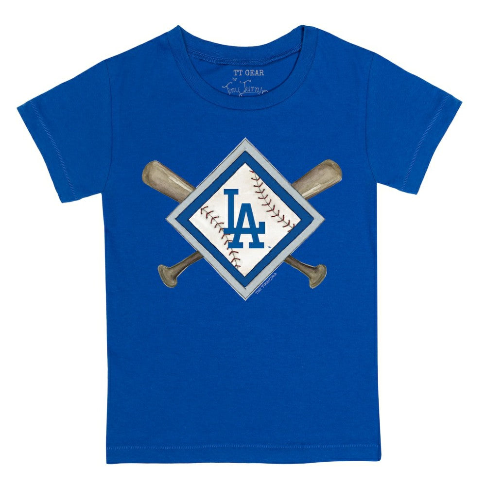 Los Angeles Dodgers Tiny Turnip Youth Diamond Cross Bats T-Shirt - Royal T-shirts