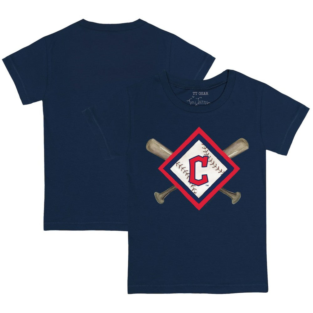 Cleveland Guardians Tiny Turnip Youth Diamond Cross Bats T-Shirt - Navy T-shirts