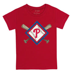 Philadelphia Phillies Tiny Turnip Youth Diamond Cross Bats T-Shirt - Red T-shirts